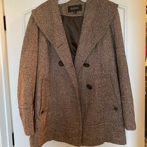 DonnyBrook Brown Tweed Pea Coat. Size 14